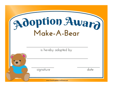 Adoption Award Make-A-Bear