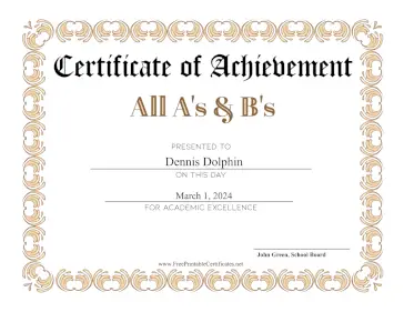 All As And Bs certificate