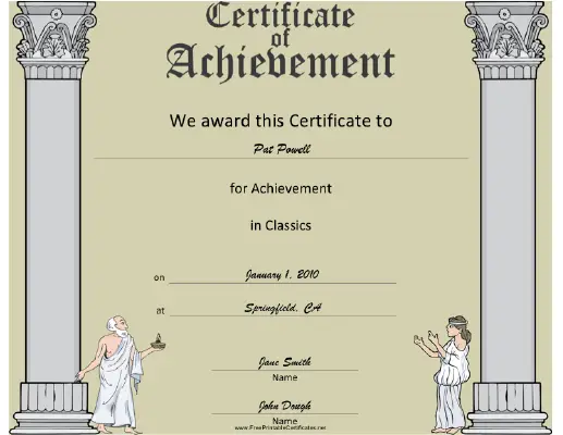 Classics certificate