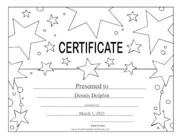 Color In The Stars certificate