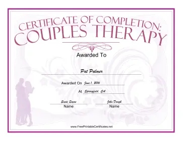 Couples Therapy certificate