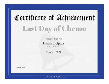 Last Day Of Chemo certificate