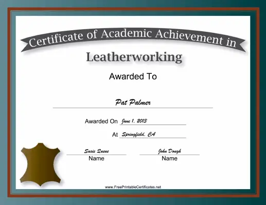 Leatherworking Academic certificate