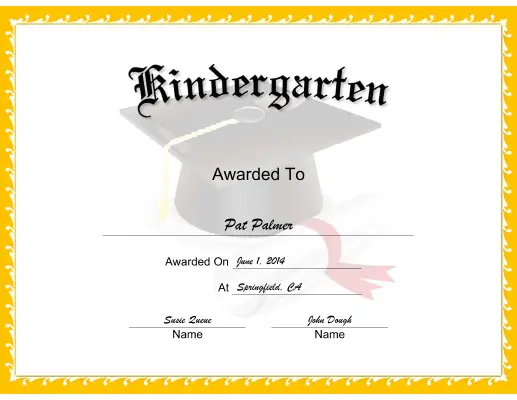 Mortarboard Kindergarten certificate