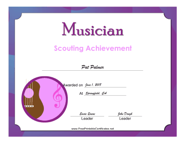 Musician Badge certificate