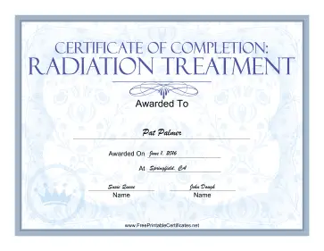 Radiation Treatment certificate