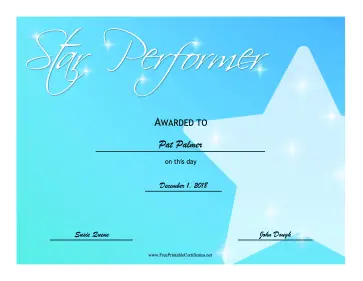 Star Performer certificate