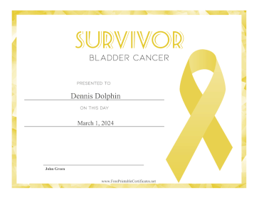 Survivor of Bladder Cancer certificate