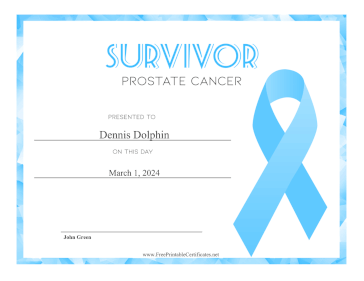 Survivor of Prostate Cancer certificate