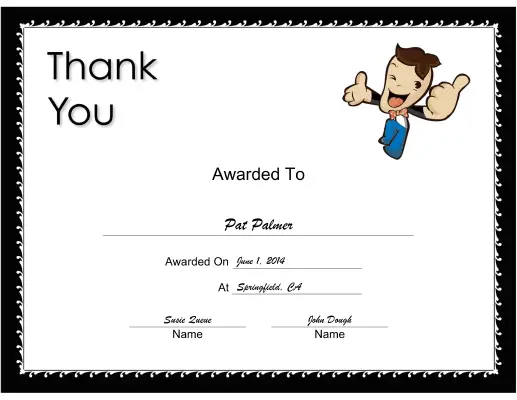 Thank You Small certificate