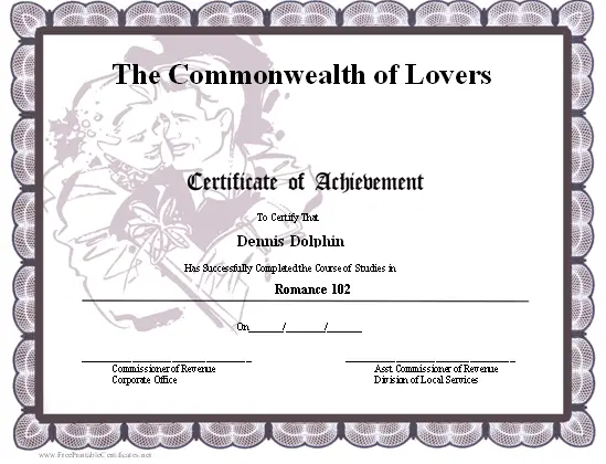 Achievement - Romance certificate