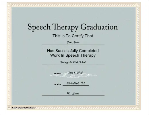 Speech Therapy Graduation certificate