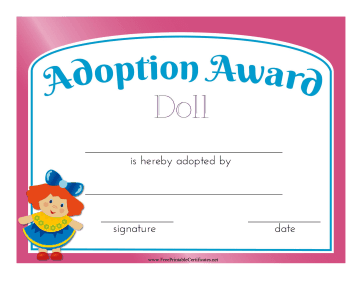 Adoption Award Doll