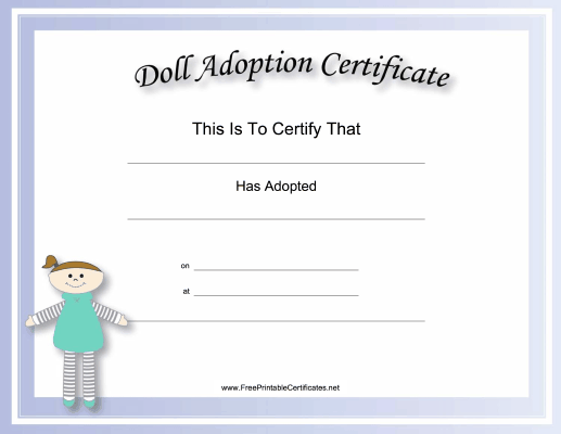 Adoption Certificate Doll Academic