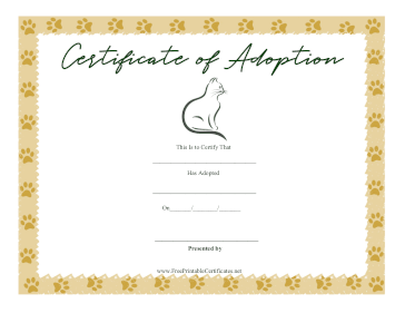 Certificate Of Adoption Cat