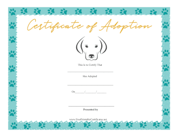 Certificate Of Adoption Dog