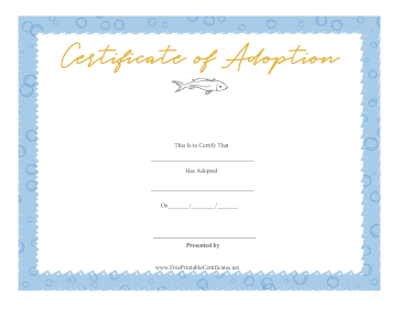 Certificate Of Adoption Fish