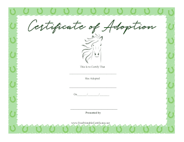 Certificate Of Adoption Horse