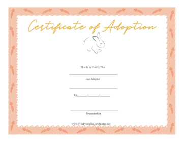 Certificate Of Adoption Rabbit