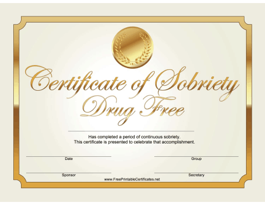 Drug Free Certificate (Gold)