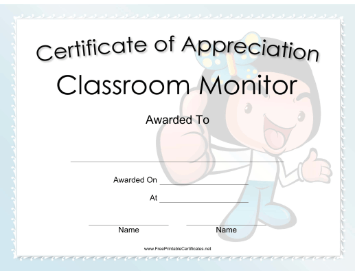 Classroom Monitor Appreciation Girl