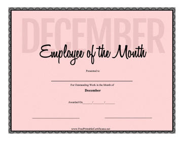 Employee Of The Month December