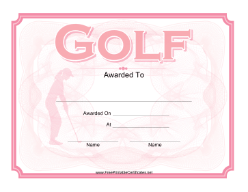 Golf Certificate Pink