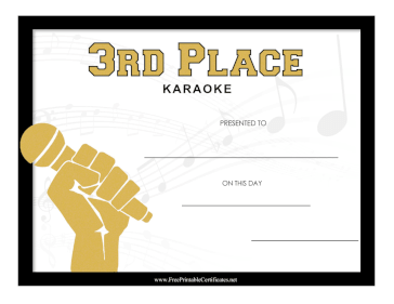 Karaoke Prize Third Place