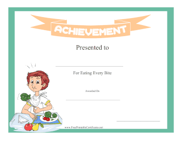 Kids Achievement Award Ate Every Bite