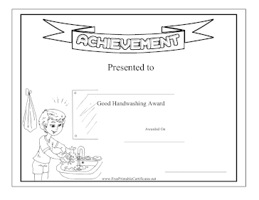 Kids Achievement Award Handwashing BW