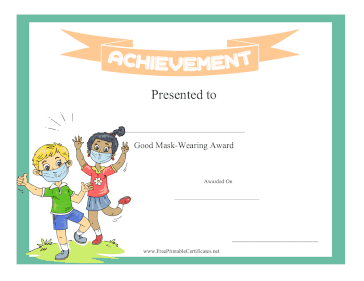 Kids Achievement Award Mask-Wearing