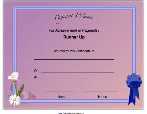 Pageant Runner Up Achievement