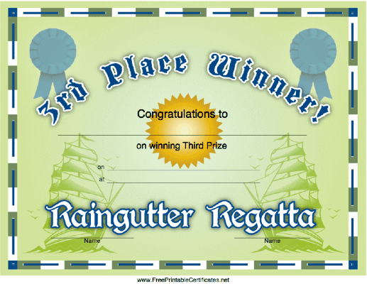 Raingutter Regatta 3rd Place