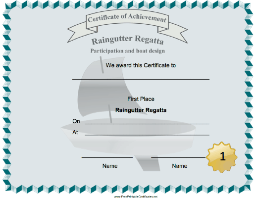 Raingutter Regatta First Place