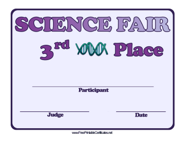 Science Fair Third Place