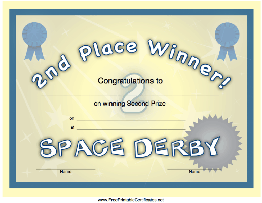 Space Derby 2nd Place