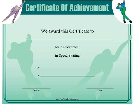 Speed Skating Printable Certificate