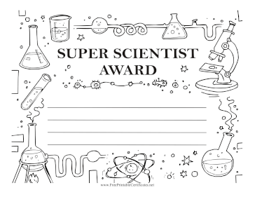 Super Scientist Award Black and White