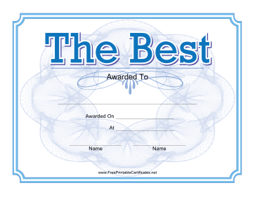 The Best Certificate Blue