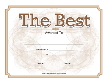 The Best Certificate Gold