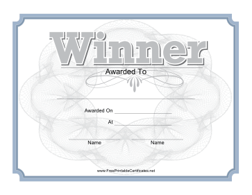 Winner Certificate Silver