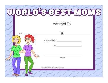 Worlds Best Moms Printable Certificate