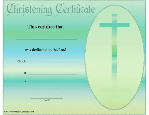 Christening Certificate Printable Certificate