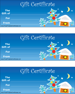 Christmas Gift Certificate with Tree Printable Certificate