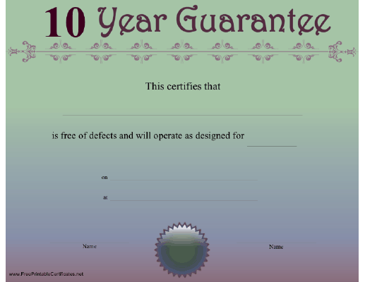 10 Year Guarantee