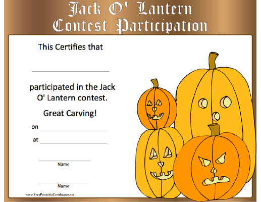 Halloween Jack-o-Lantern Contest Participation