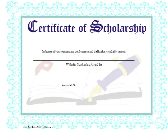 scholarship award certificate template free