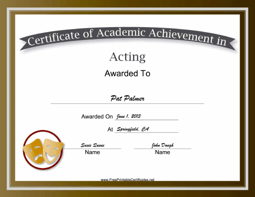 Acting Academic certificate