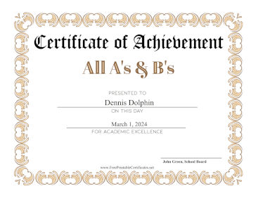 All As And Bs certificate