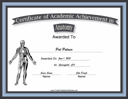 Anatomy Academic certificate